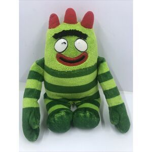 TY Beanie Baby Plush Yo Gabba Gabba Brobee Monster Unibrow Green Stripes 7”